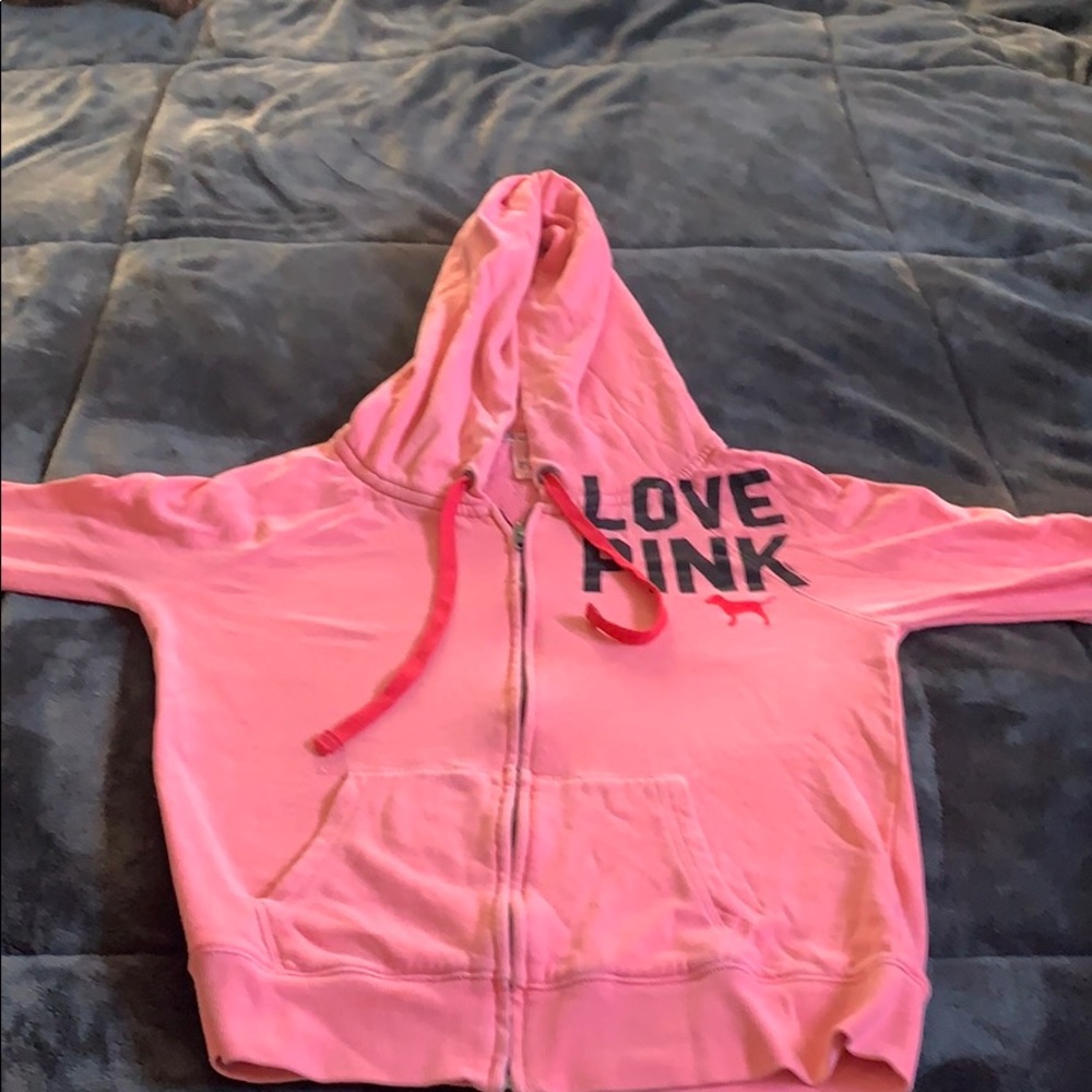Peach/Pink zipper light weight sweatshirt.